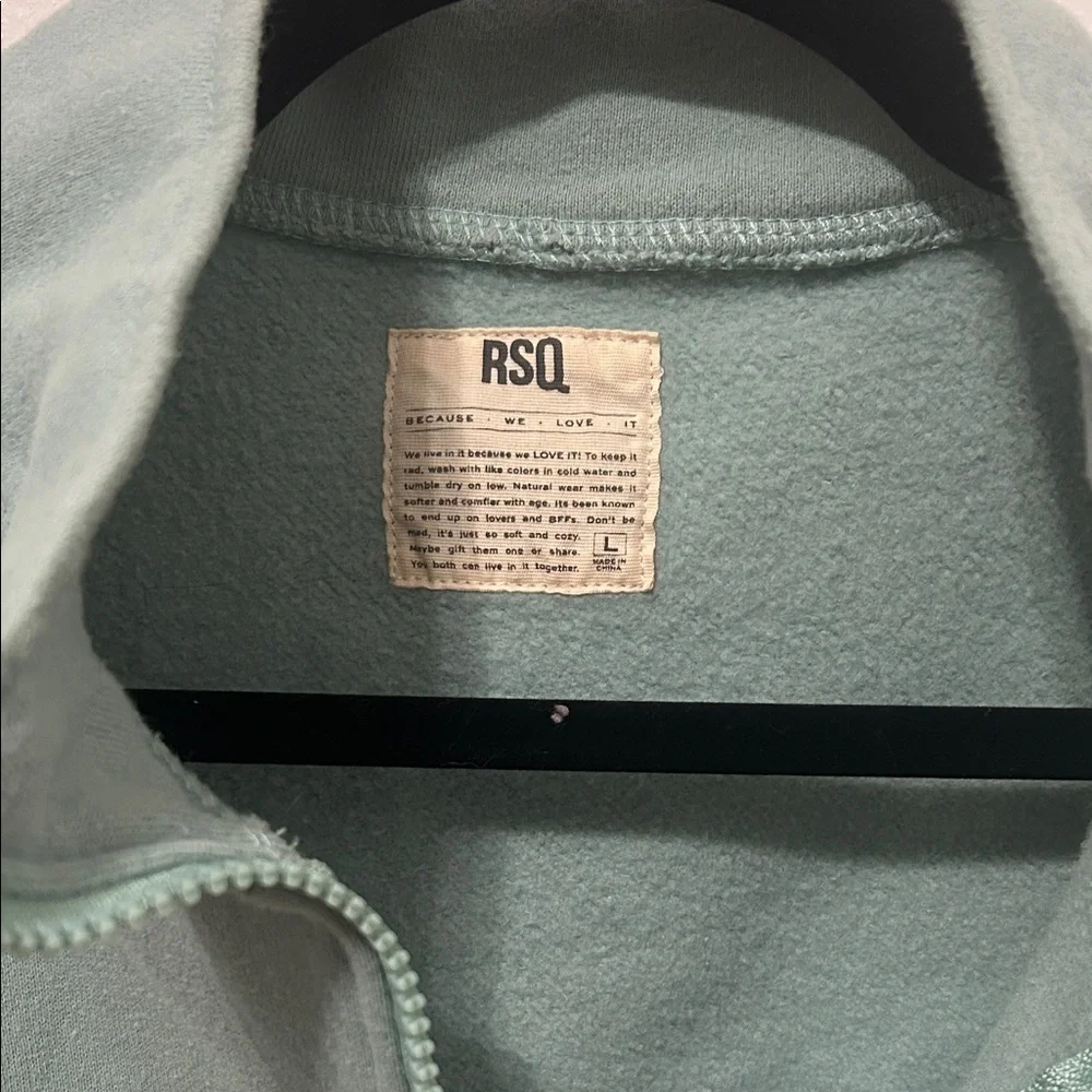 RSQ Mint Green 1/4 zip Cropped Pullover - Picture 2 of 3